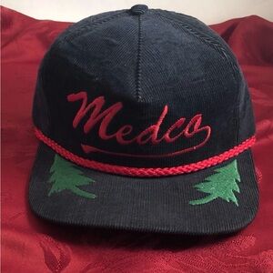 Medco Corduroy Baseball Hat, Golfing, Vintage, Embroidered Trees, Adjustable